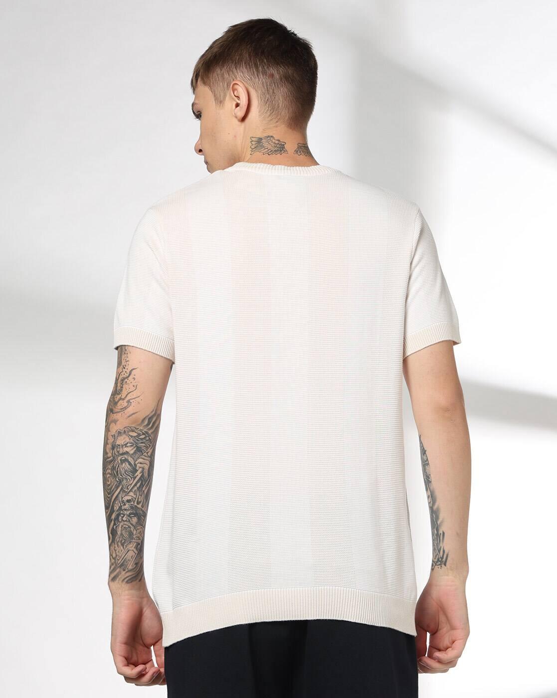 Men Verti Wide Striped Regular Fit Crew-Neck T-Shirt