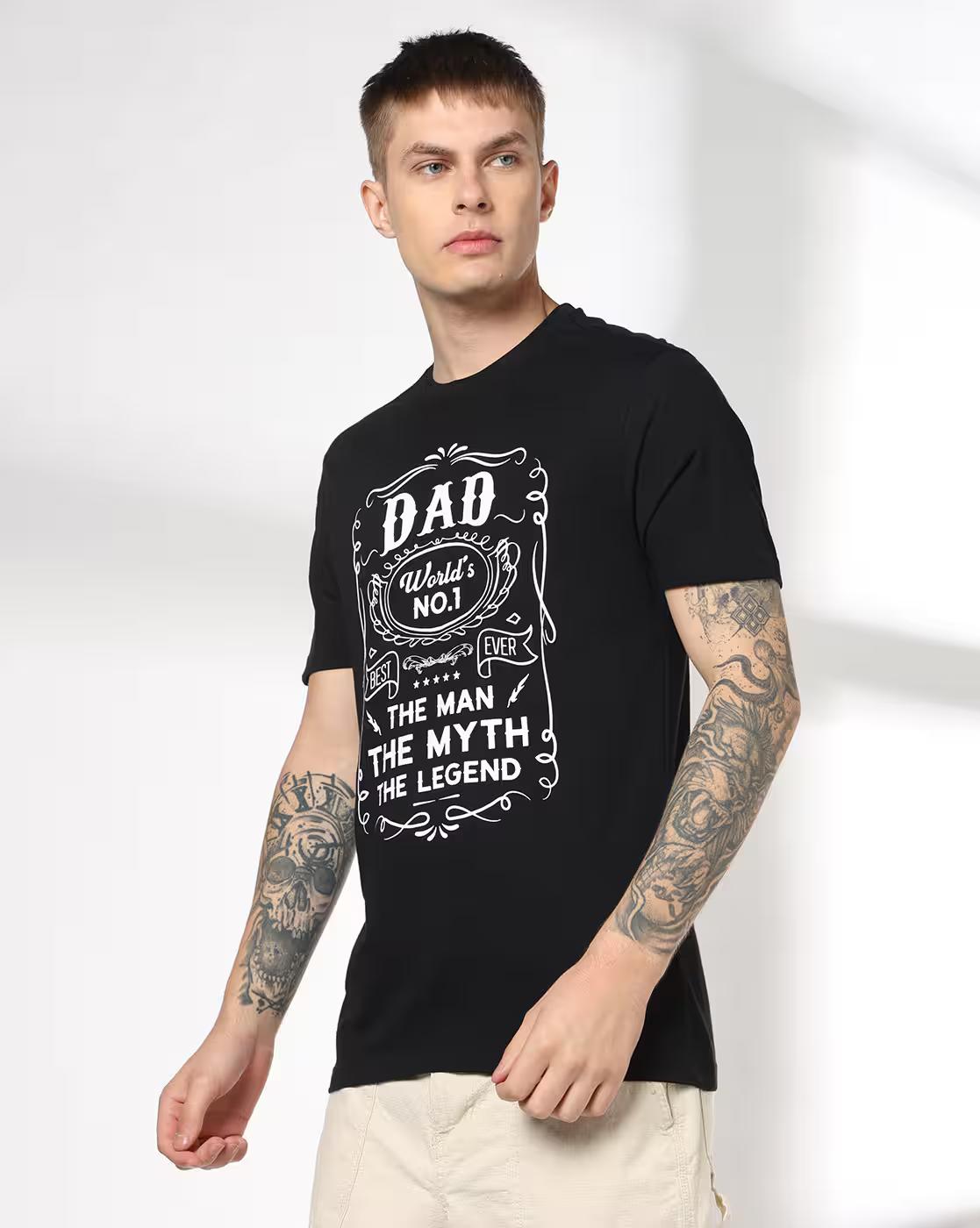 Men Typographic Print Regular Fit Crew-Neck T-Shirt