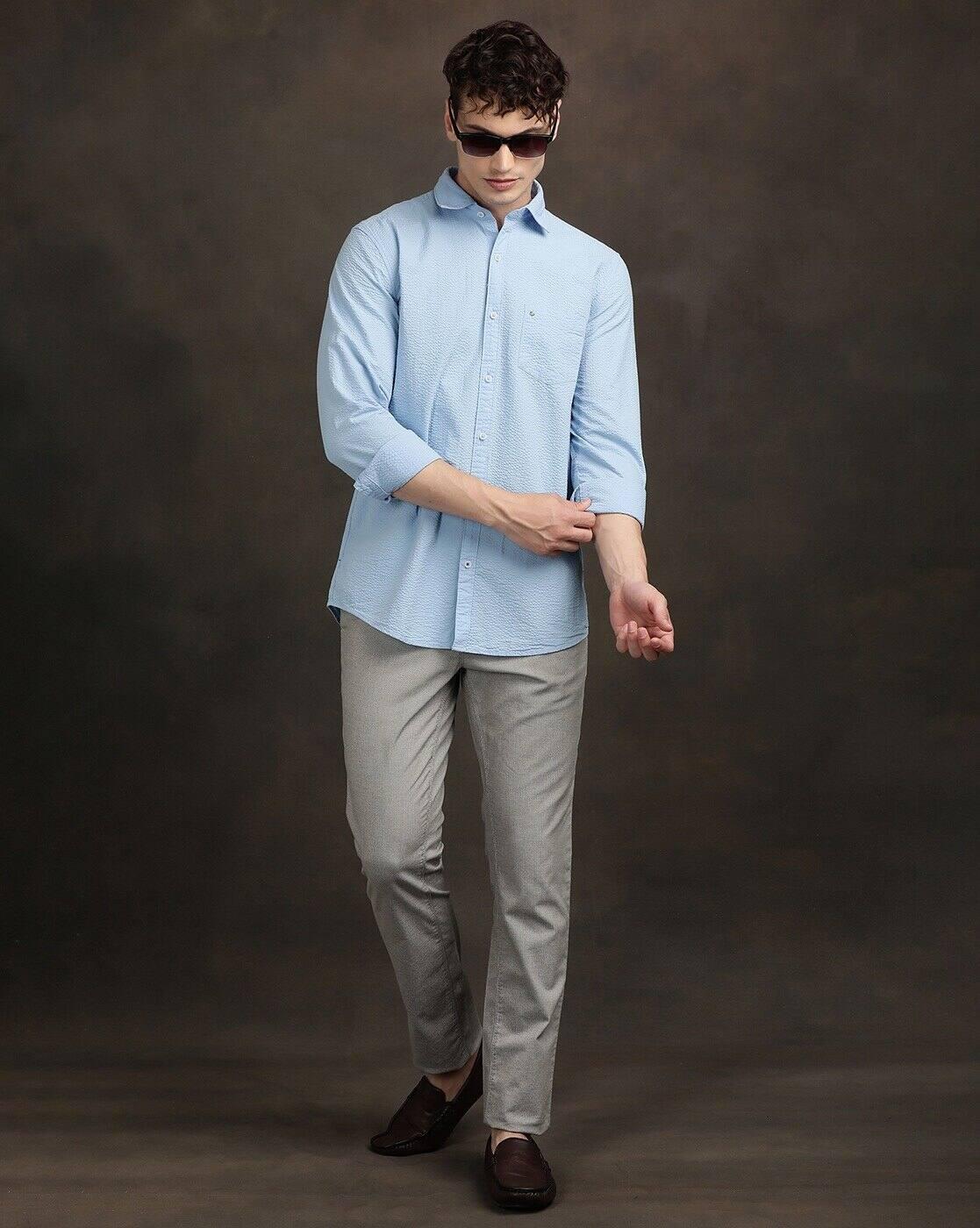 Men Spread-Collar Slim Fit Shirt