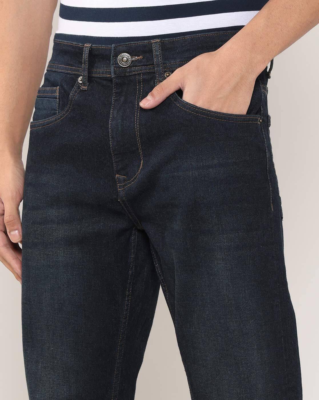 Men Lightly Washed Loose Fit Jeans