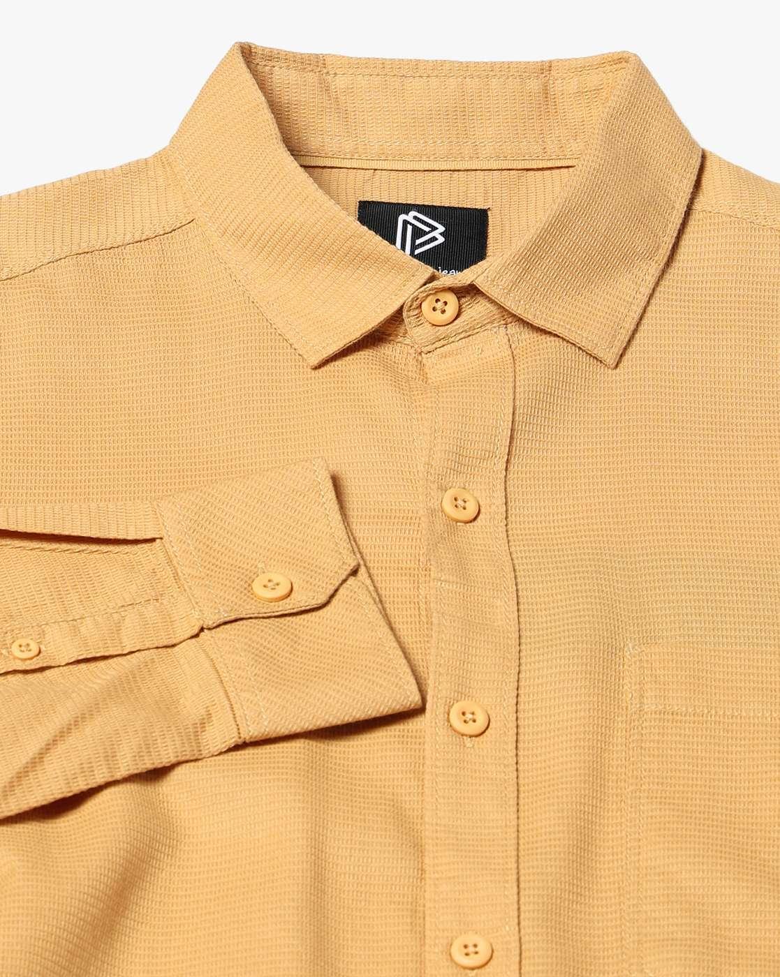 Men Slim Fit Cotton Structured Shirt with Patch Pocket