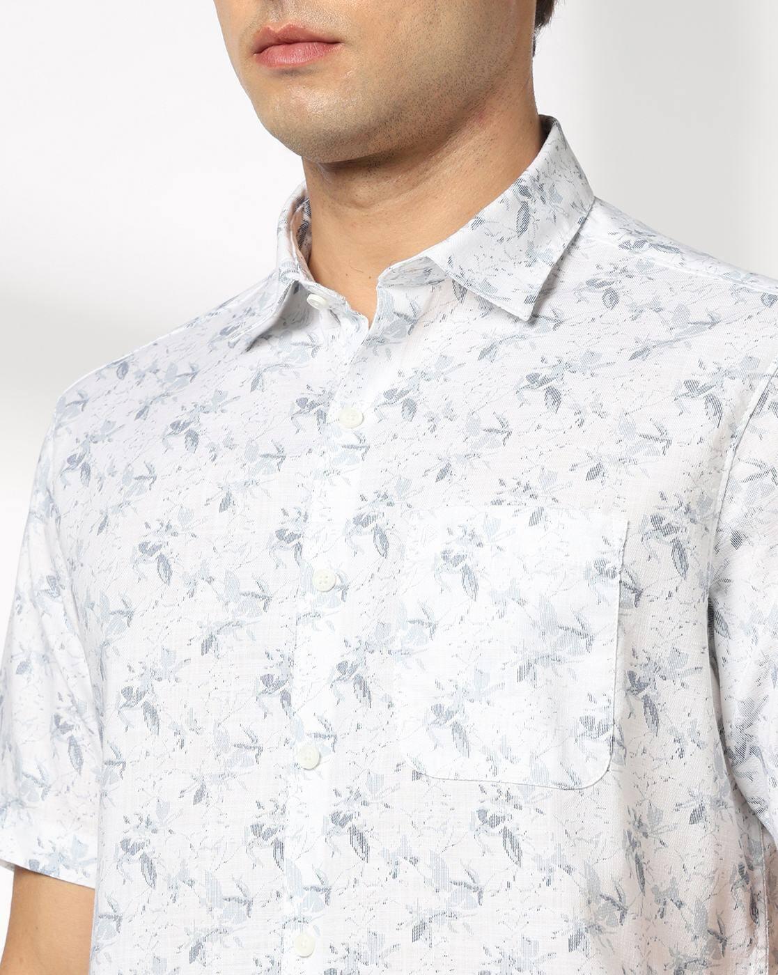 Men All-Over Print Slim Fit Shirt with Patch Pocket