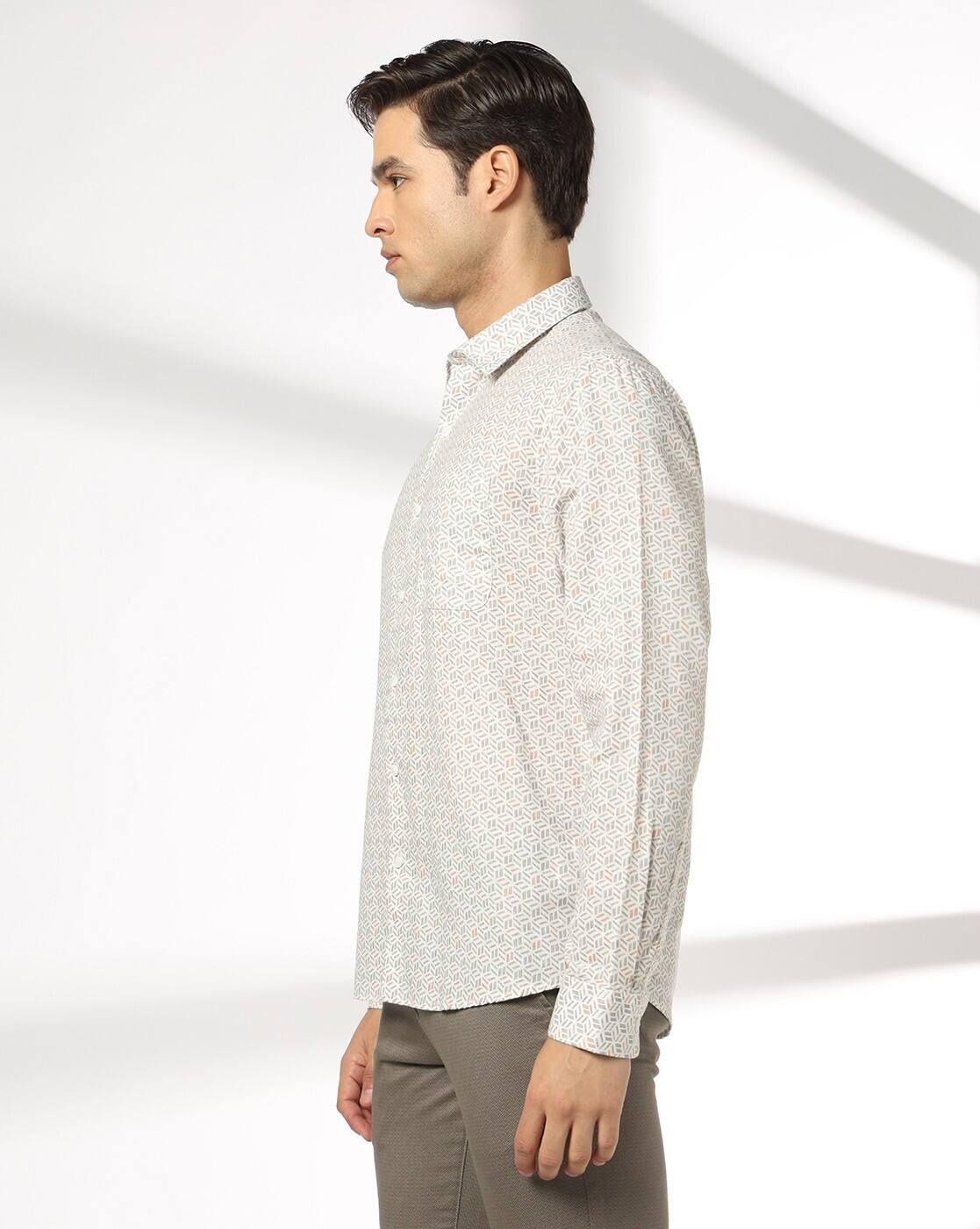 Men All-Over Print Slim Fit Shirt with Patch Pocket