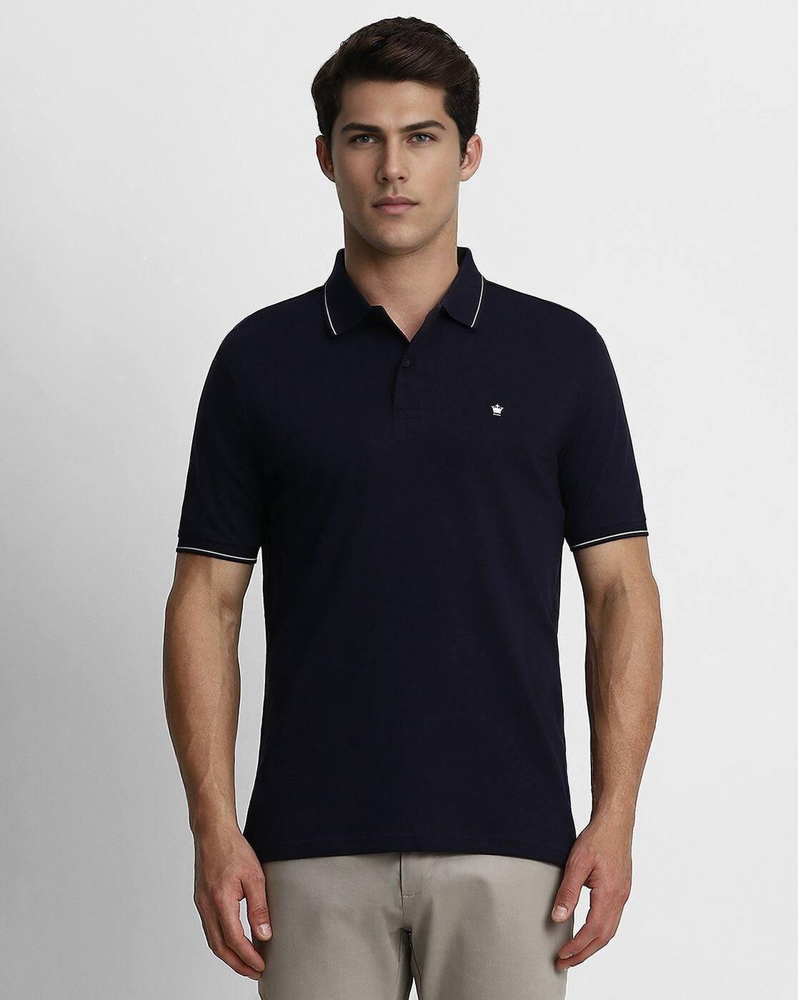 Regular Fit Logo Print Cotton Polo T-shirt