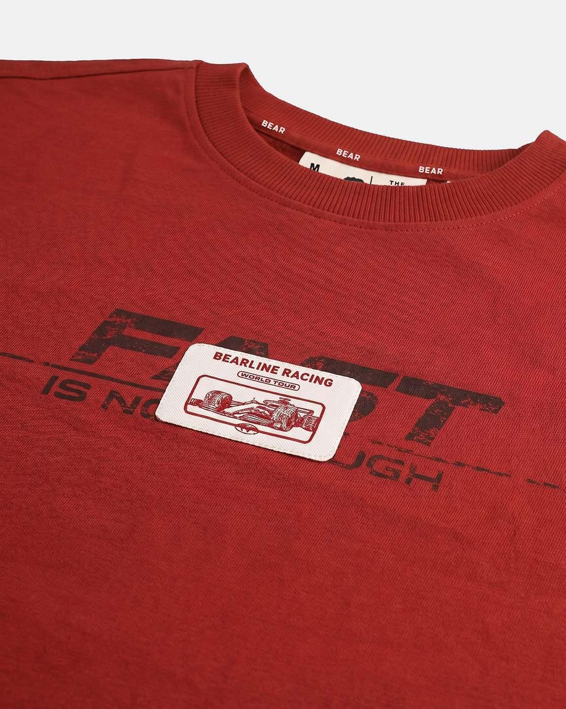 Typographic Print Oversized Fit Crew-Neck T-Shirt