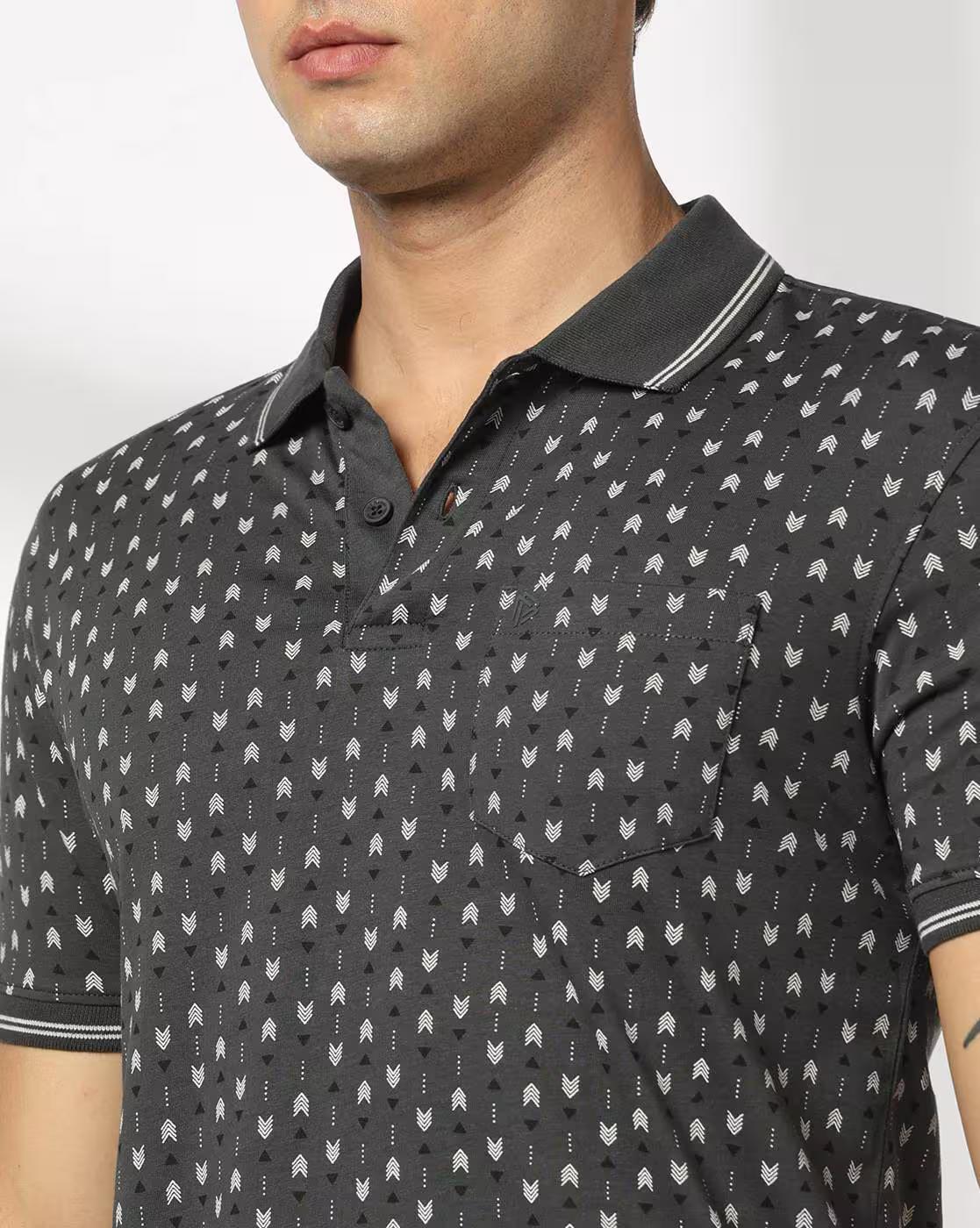 Men All-Over Print Slim Fit Polo T-Shirt with Contrast Tipping