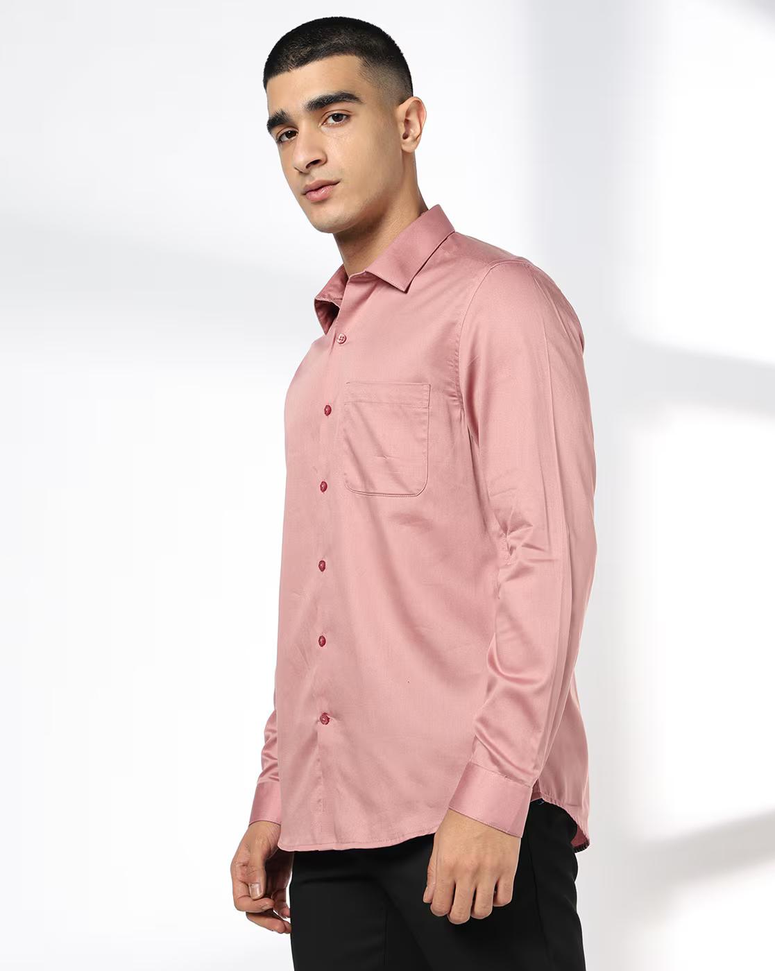Men Slim Fit Cotton Shirt with Patch Pocket