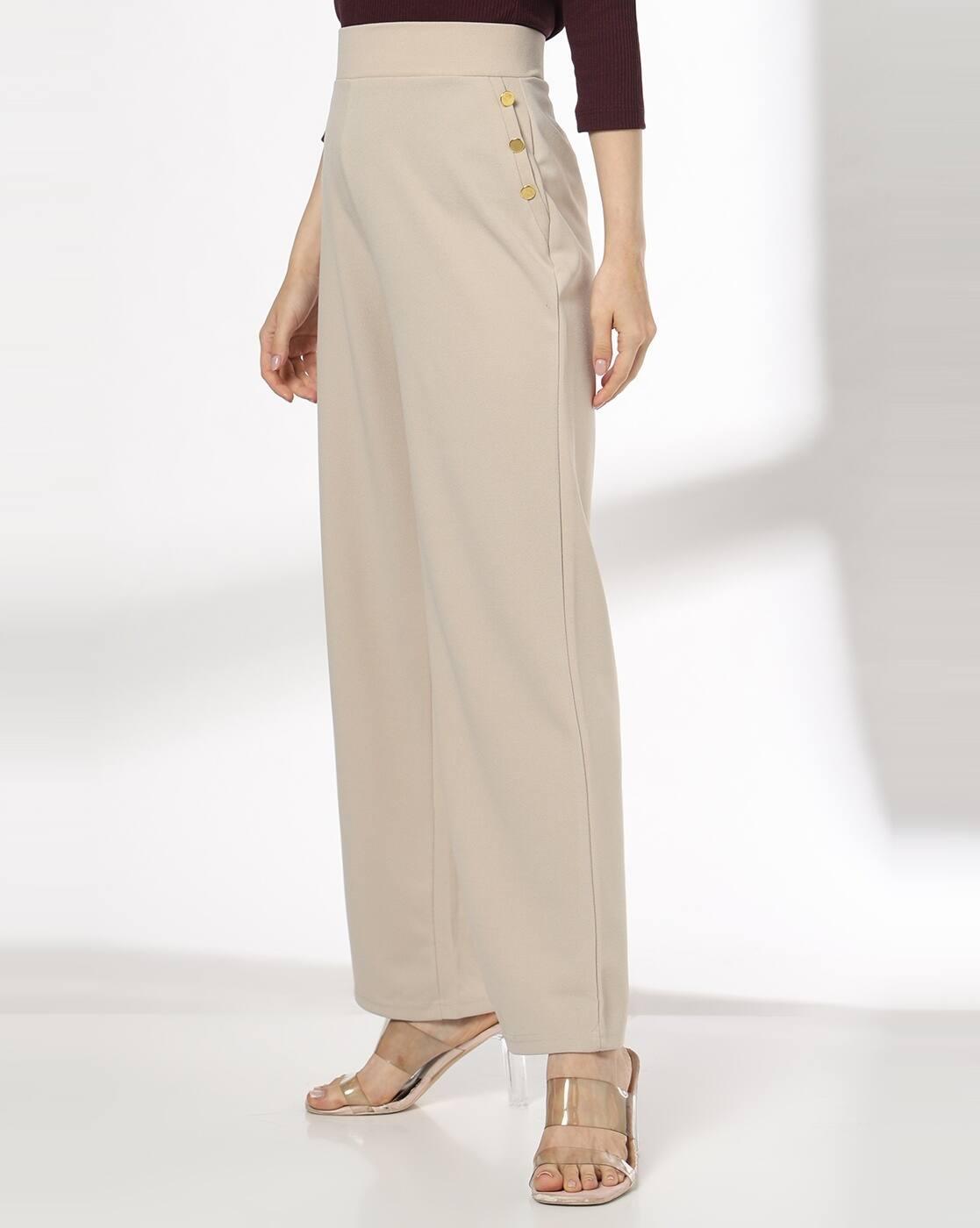 Women Relaxed Fit Flat-Front Pants