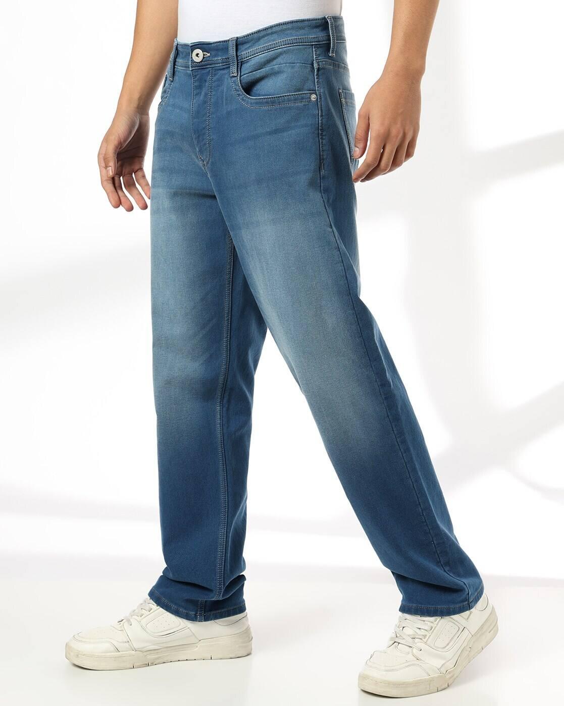 Men Washed Cotton Relaxed Jeans