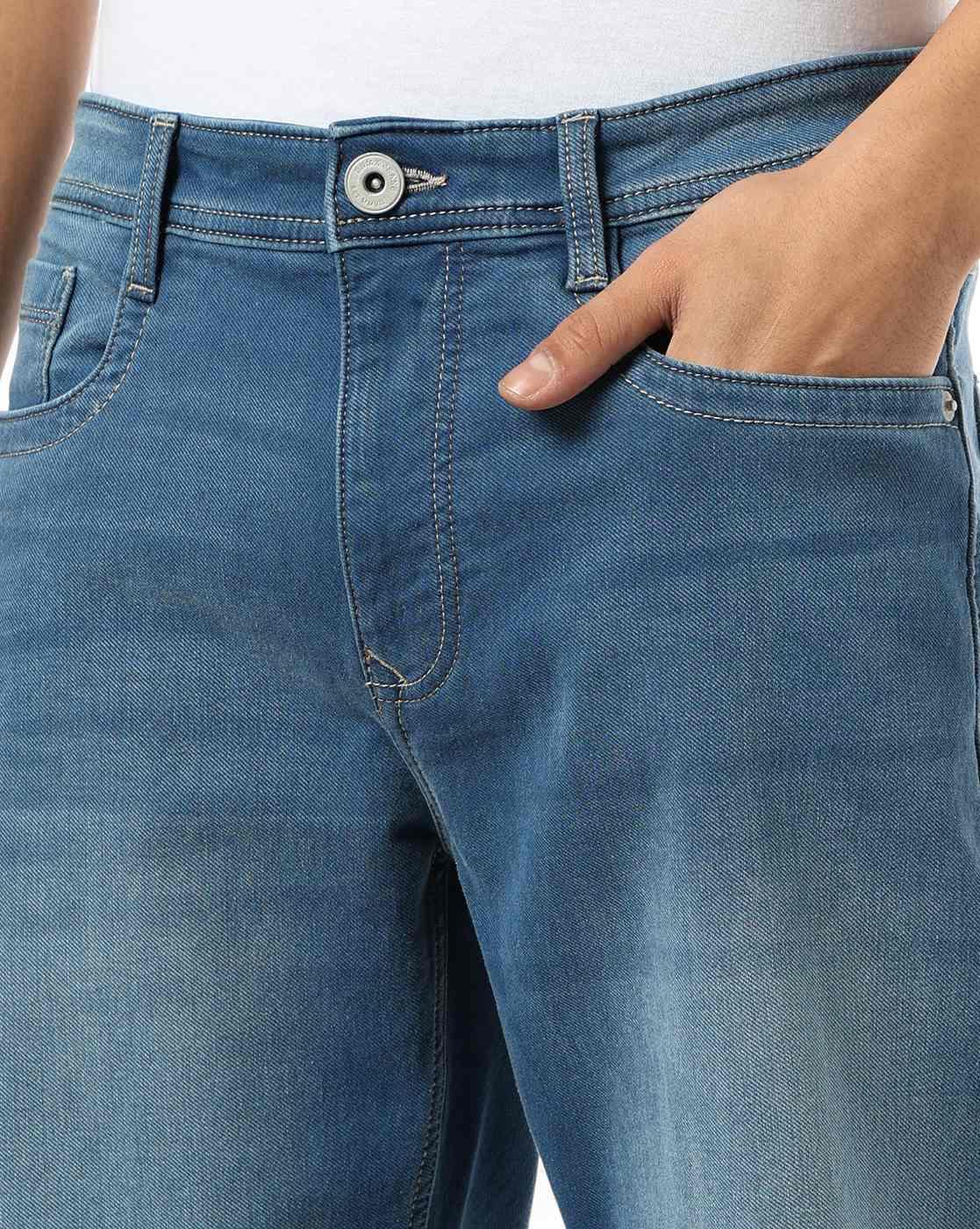 Men Washed Cotton Relaxed Jeans