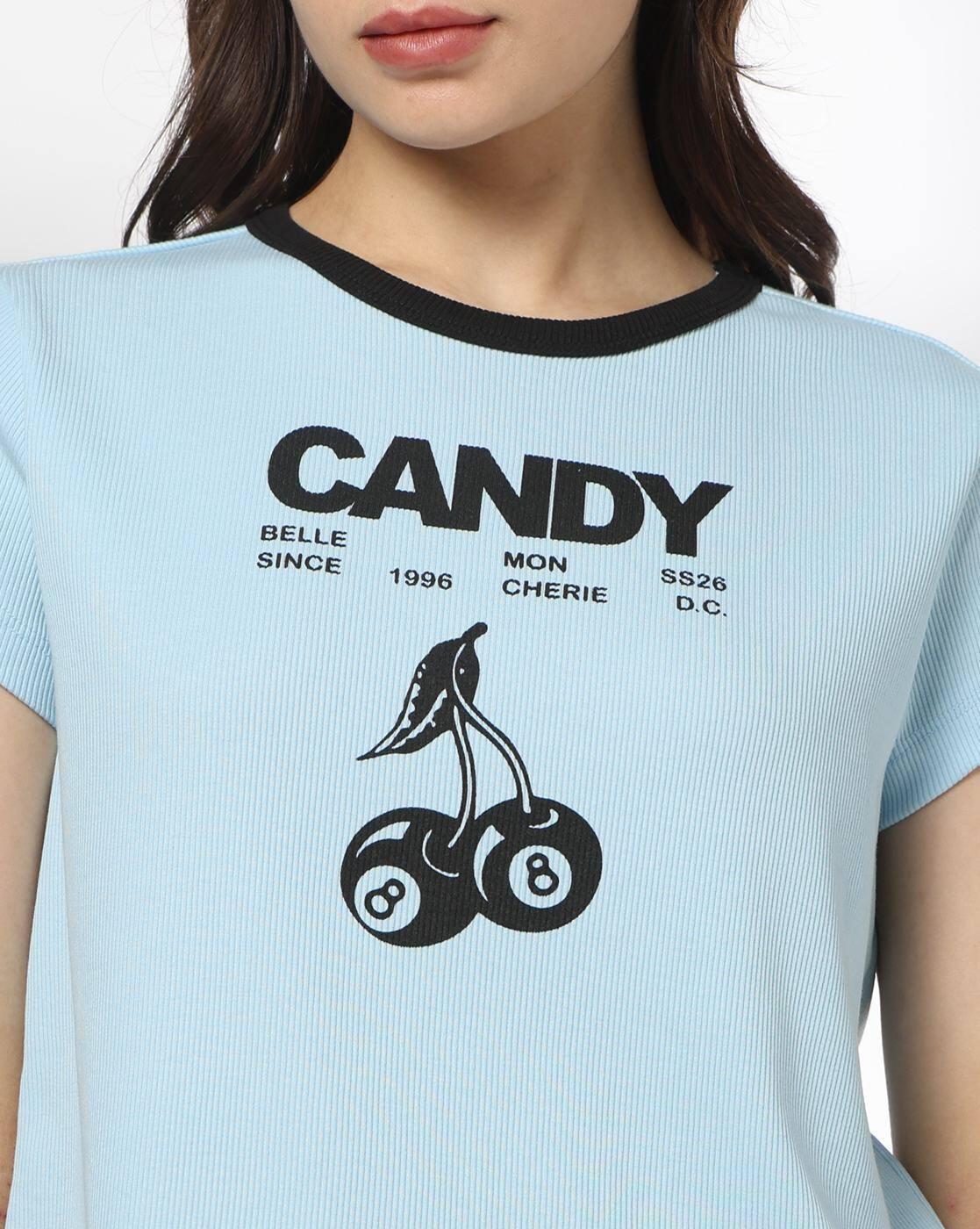 Women Typographic Print Regular Fit Crew-Neck T-Shirt