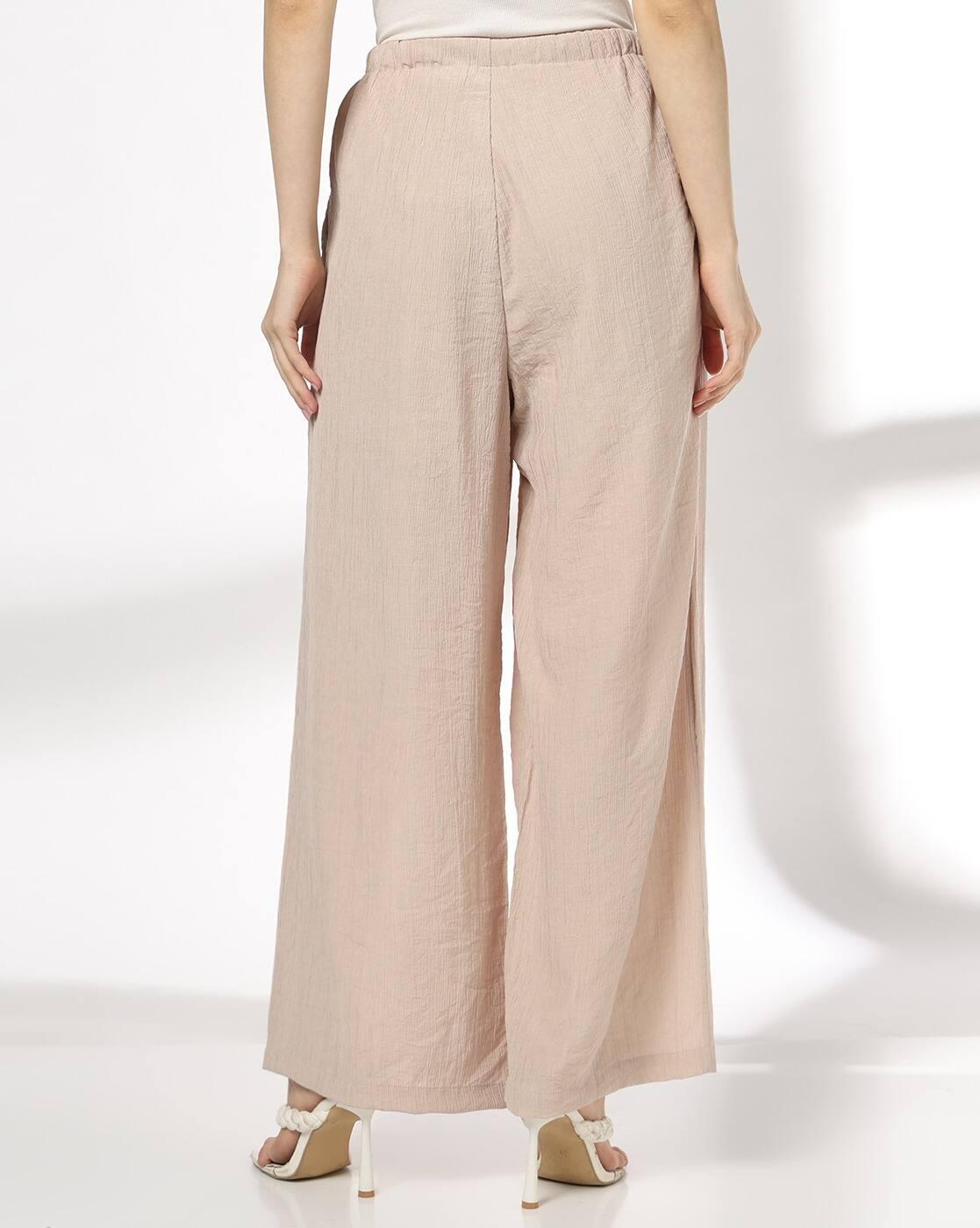 Women Patterned Relaxed Wide-Leg Flat-Front Pants