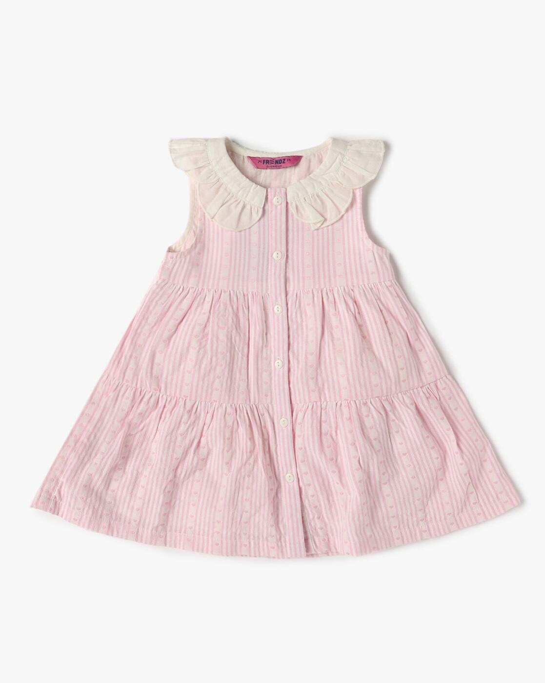 Girls Striped Tiered Dress