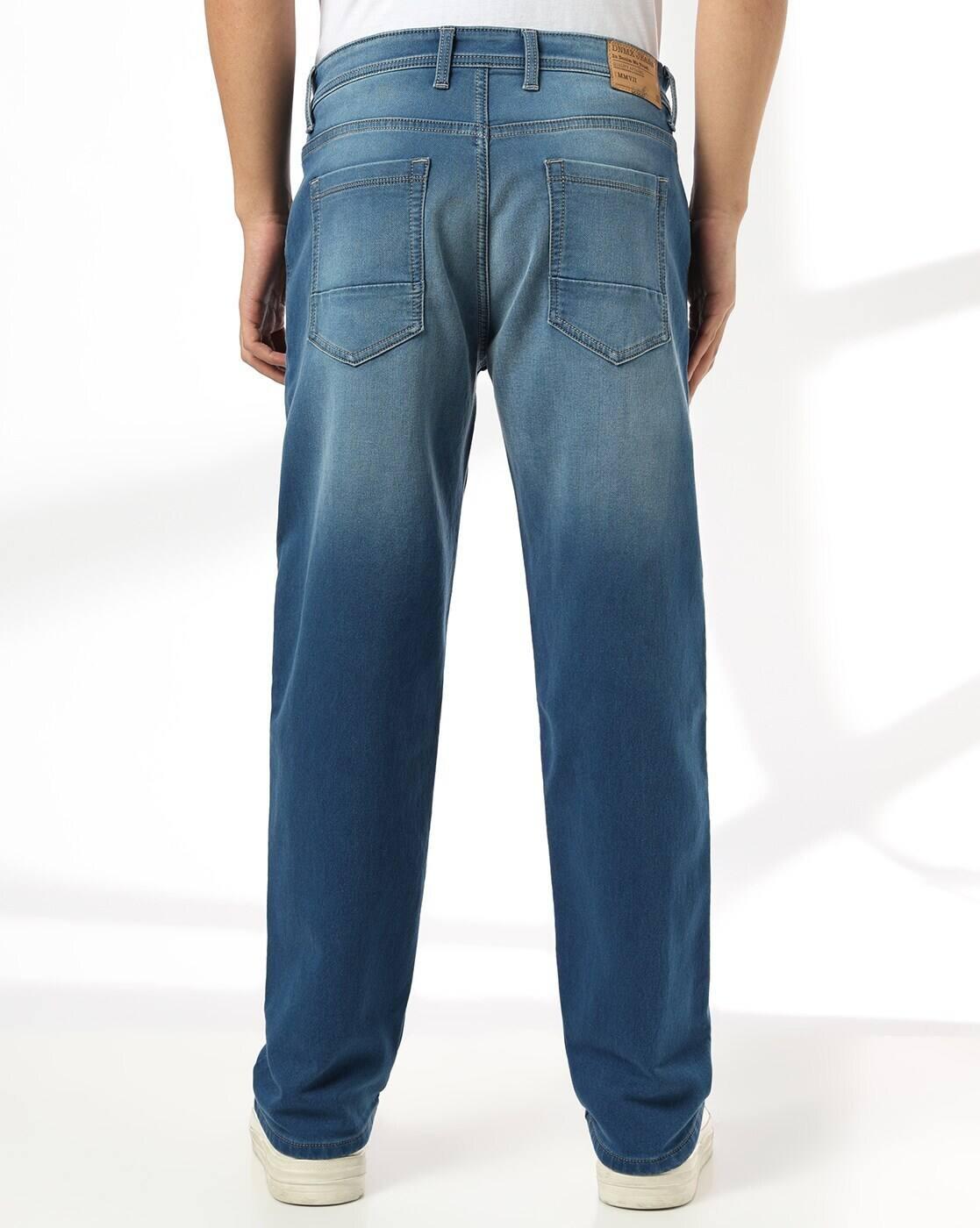 Men Washed Cotton Relaxed Jeans