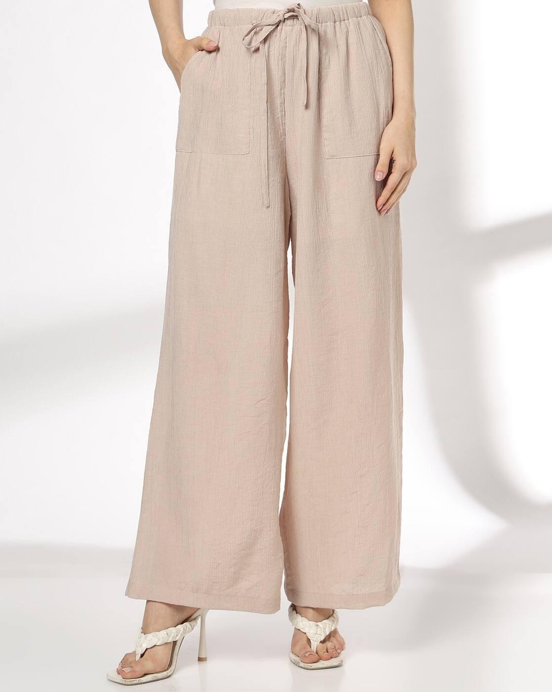 Women Patterned Relaxed Wide-Leg Flat-Front Pants