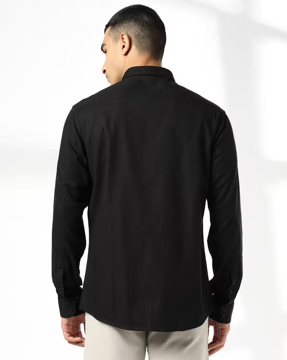 Men Slim Fit Cotton Shirt with Patch Pocket