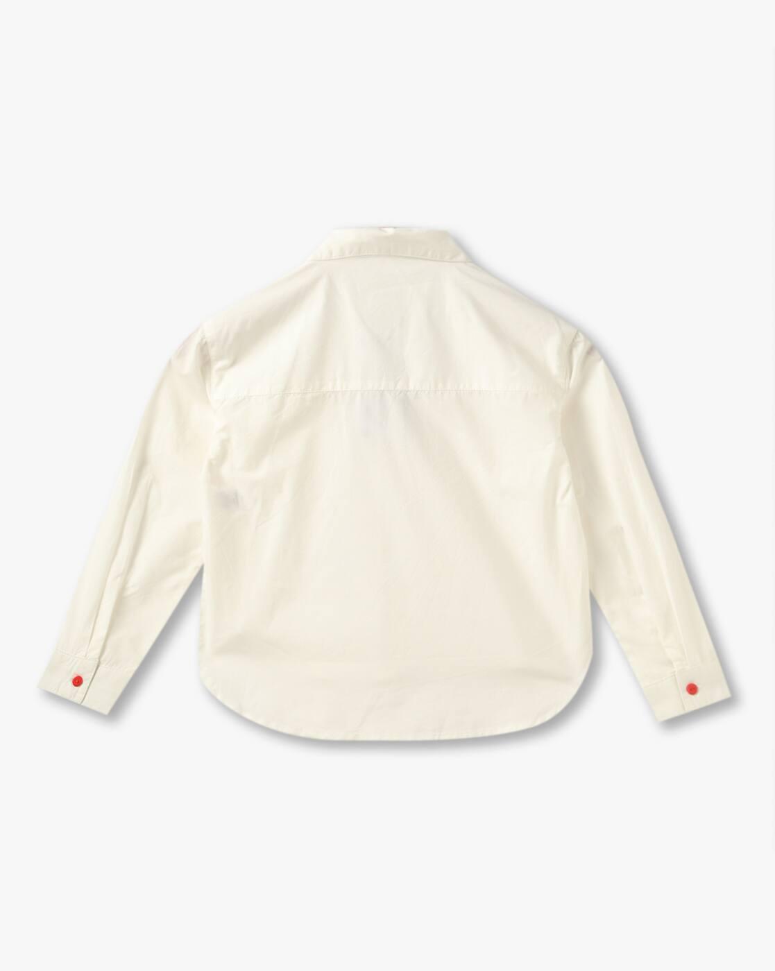 Girls Regular Fit Shirt with Cherry Embroidered Button Detail
