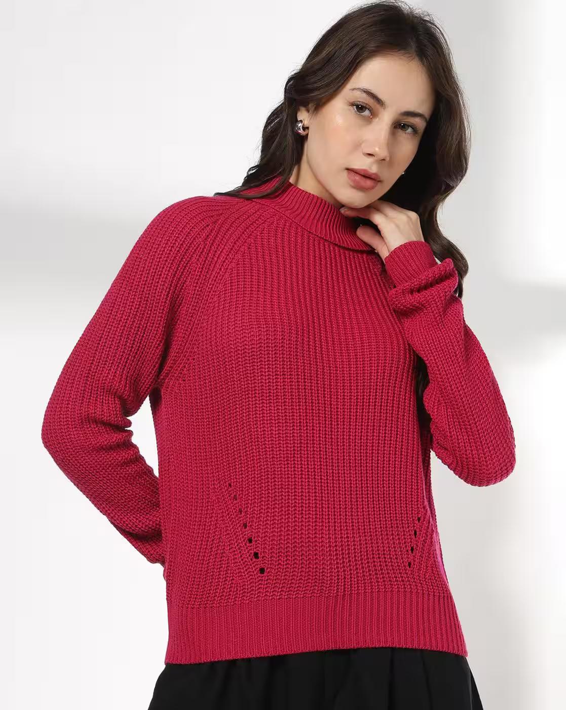 Women Speckle-Knit Turtleneck Sweater