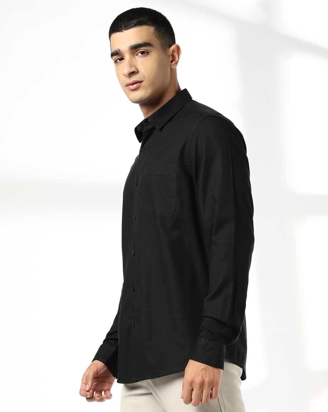 Men Slim Fit Cotton Shirt with Patch Pocket