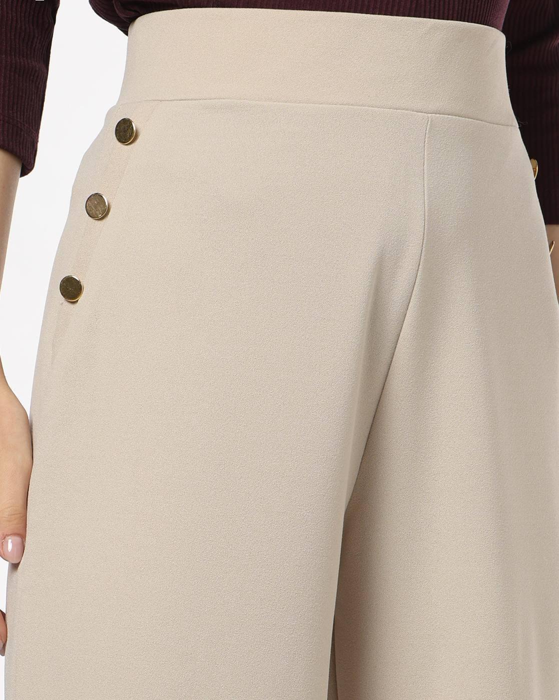 Women Relaxed Fit Flat-Front Pants
