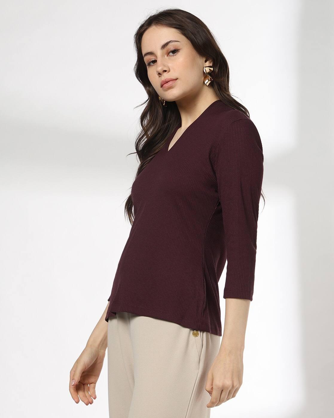 Women Regular Fit V-Neck Top