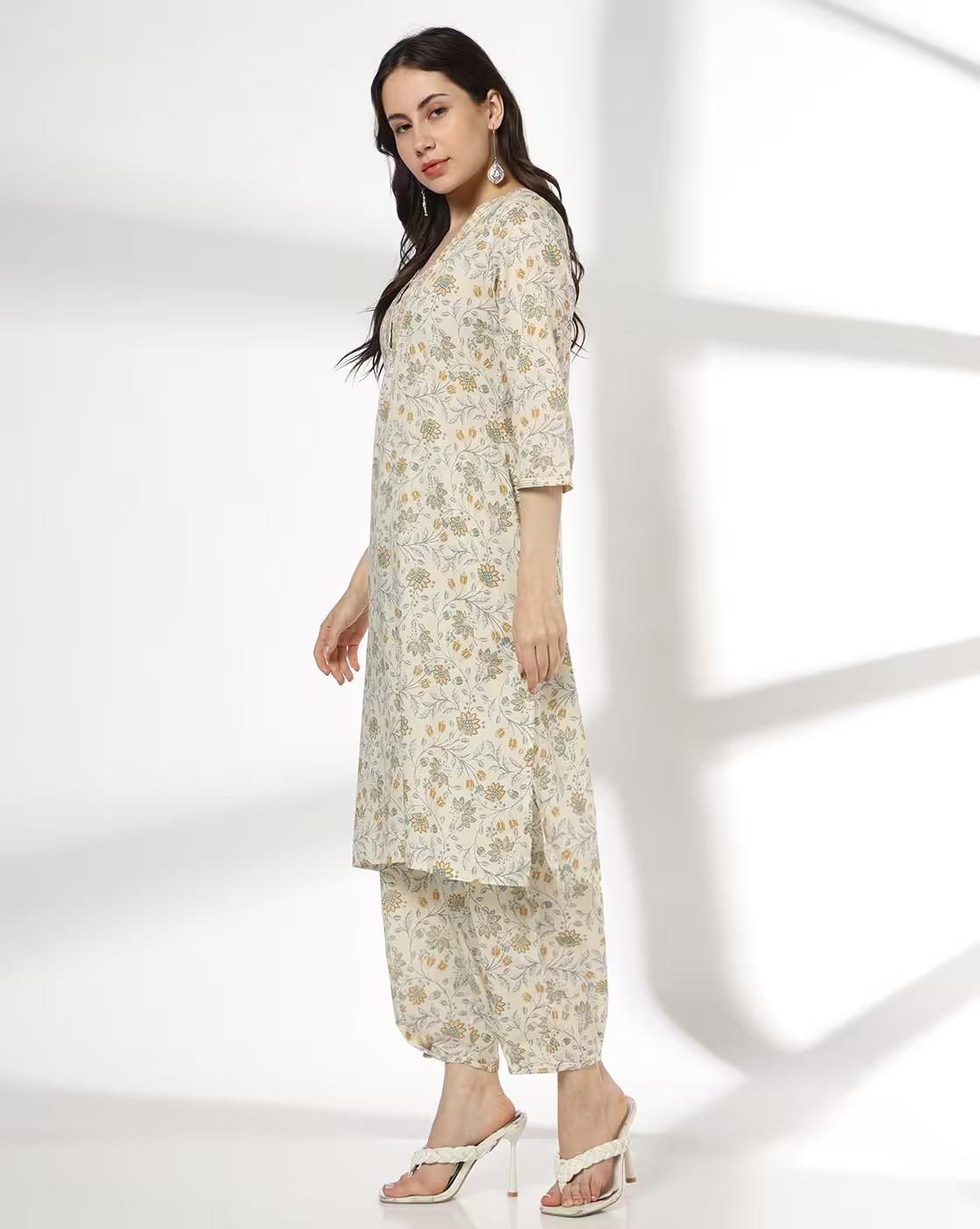 Women Floral Print Straight Kurta & Pants Co-Ord Set