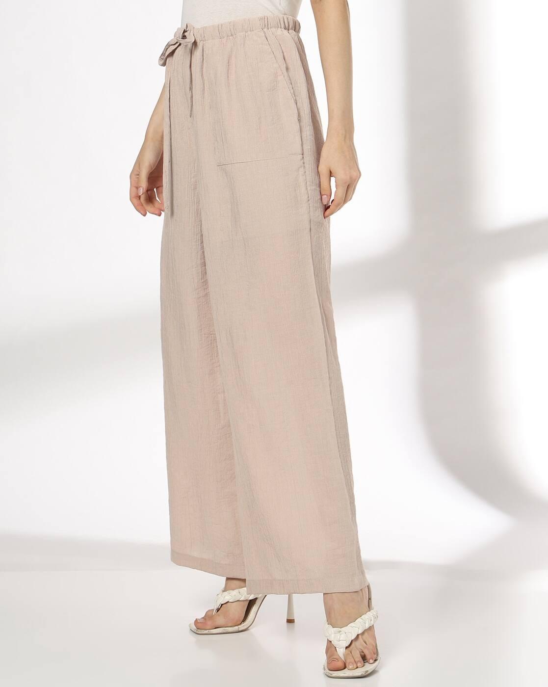 Women Patterned Relaxed Wide-Leg Flat-Front Pants
