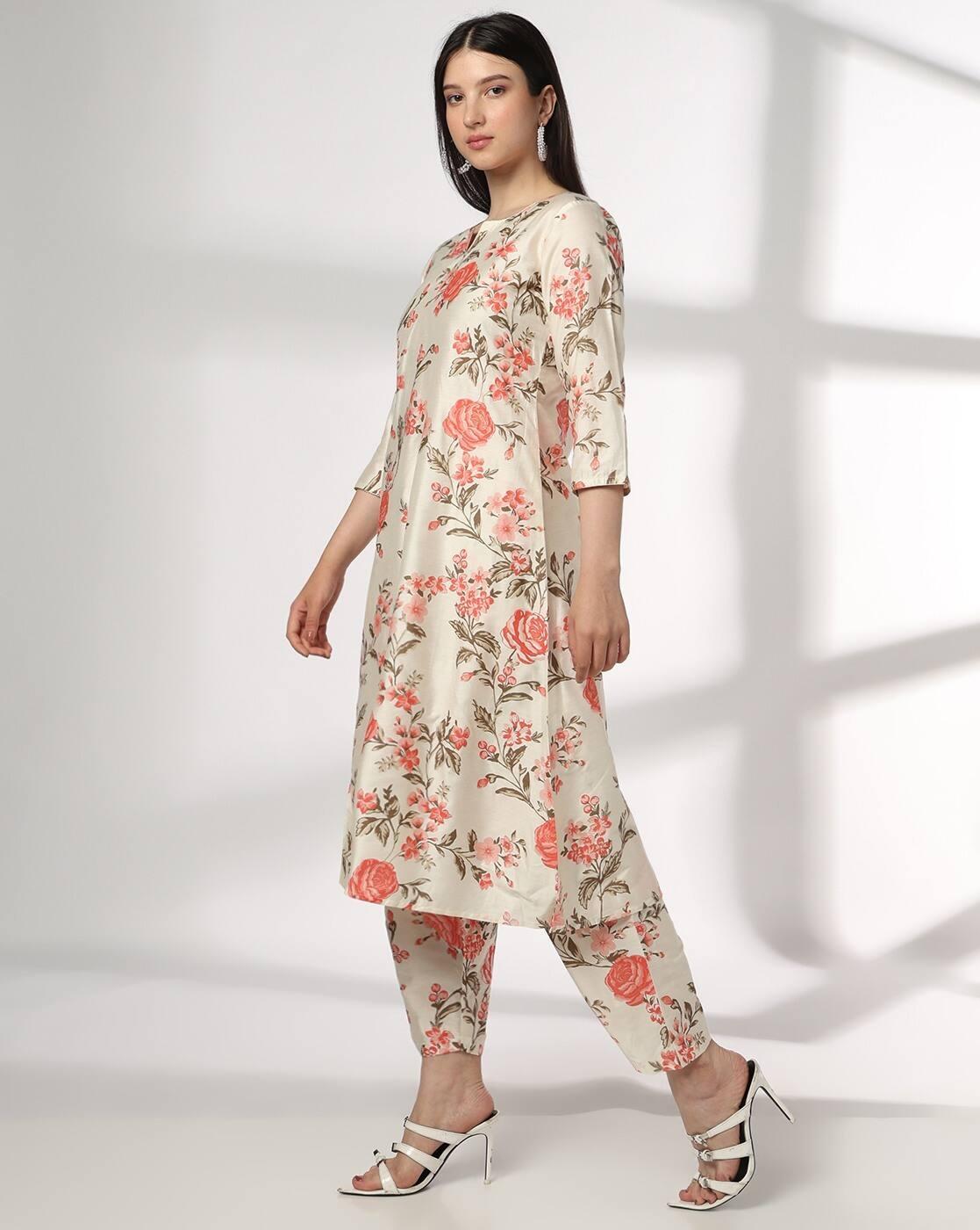 Women Floral Print A-Line Kurta & Palazzos Set