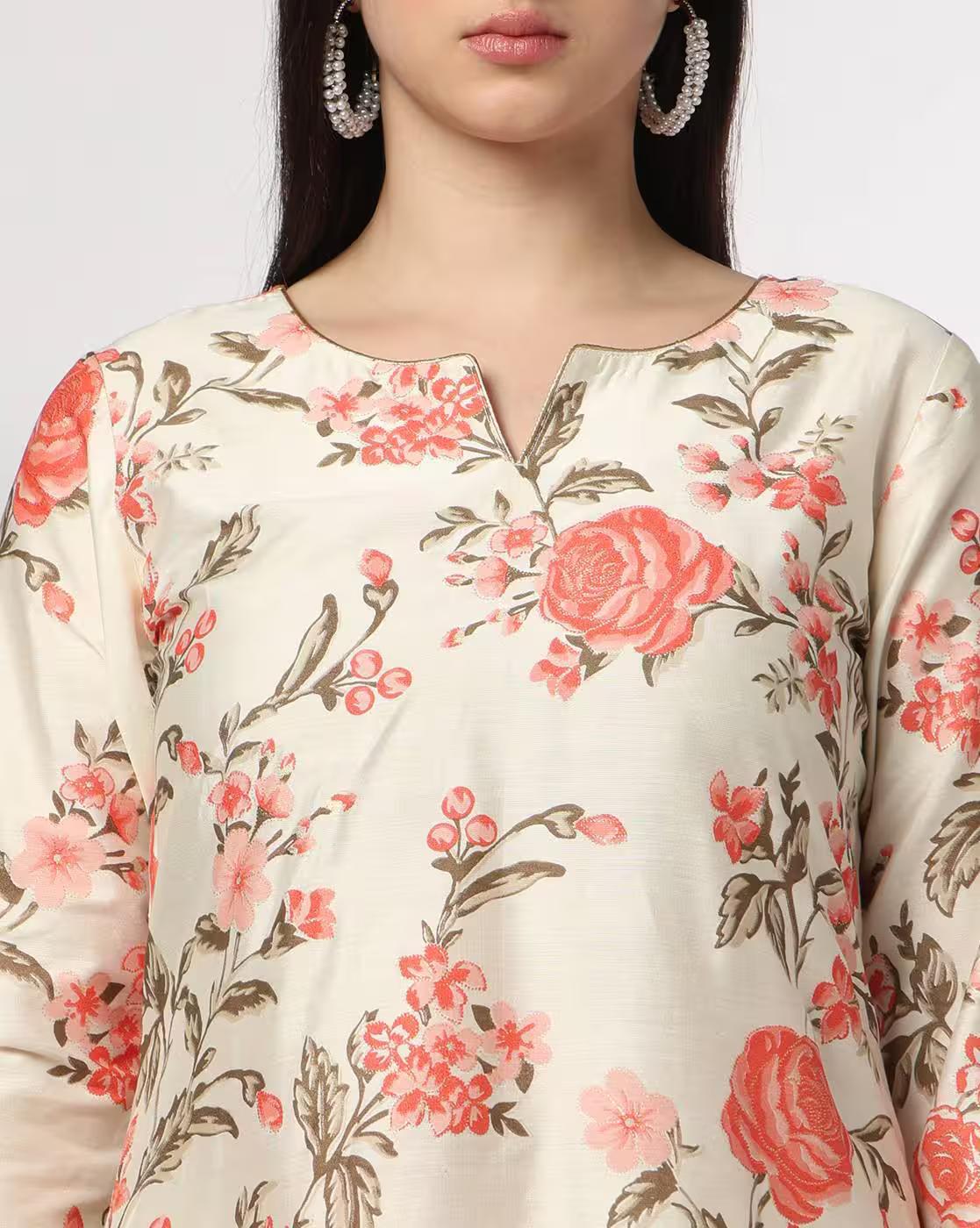 Women Floral Print A-Line Kurta & Palazzos Set