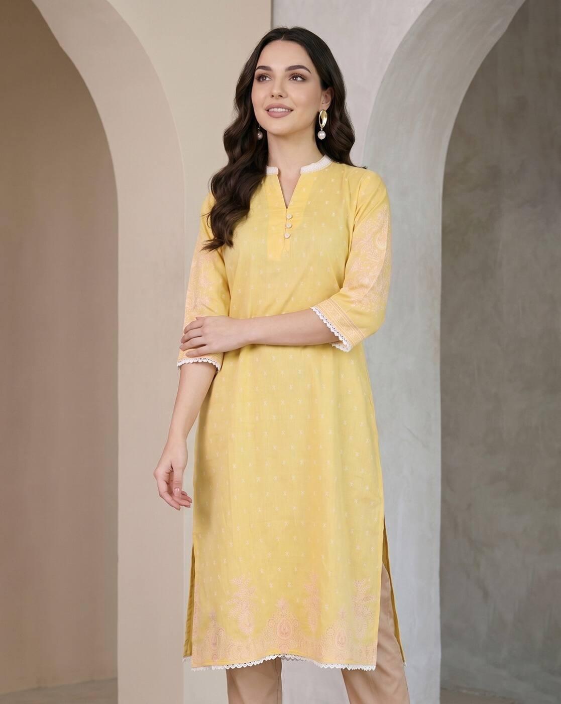 Women Micro Print Straight Kurta