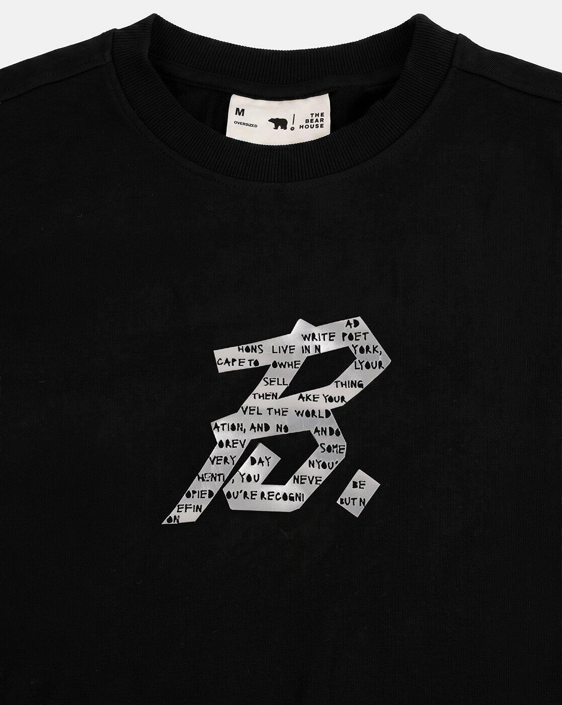 Men Black Graphic Print Oversi, BLACK, S