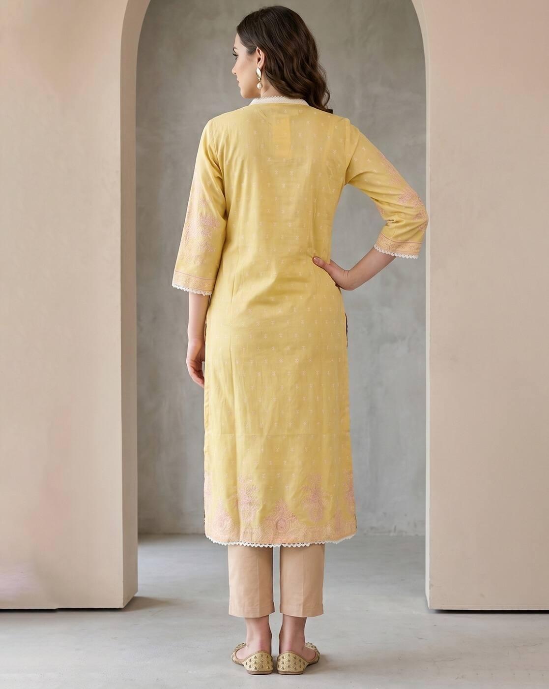 Women Micro Print Straight Kurta