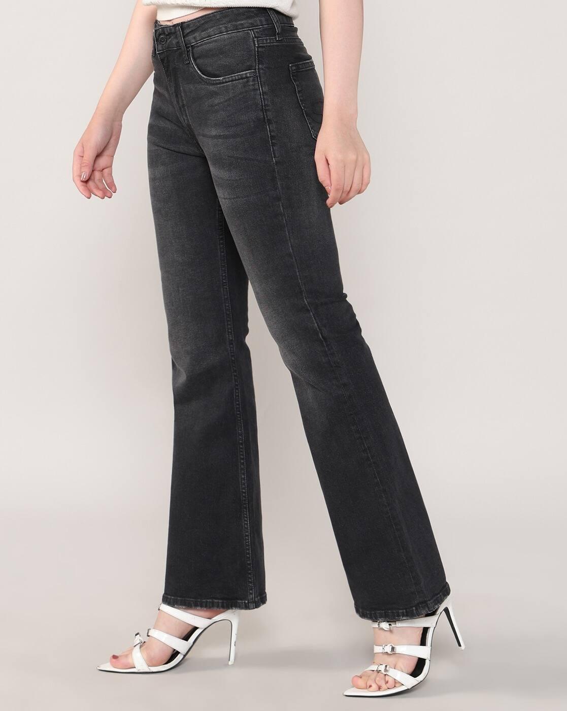 Women Lightly Washed High-Rise Flared Jeans