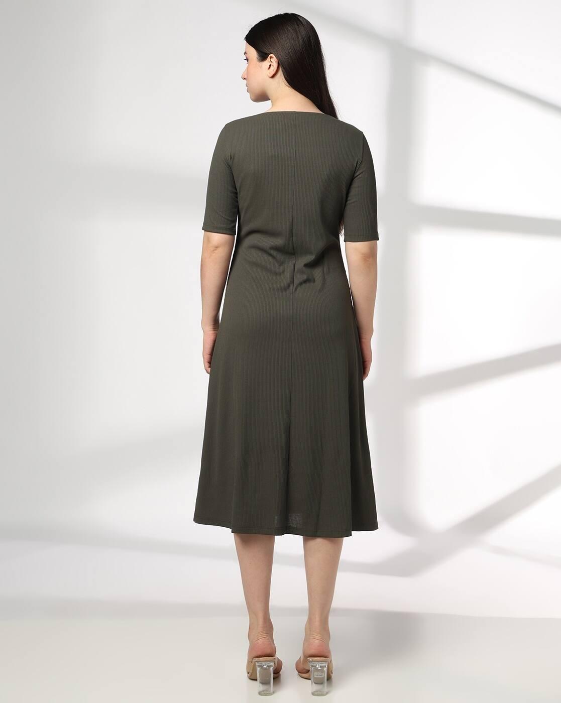Women V-Split Square-Neck Dress