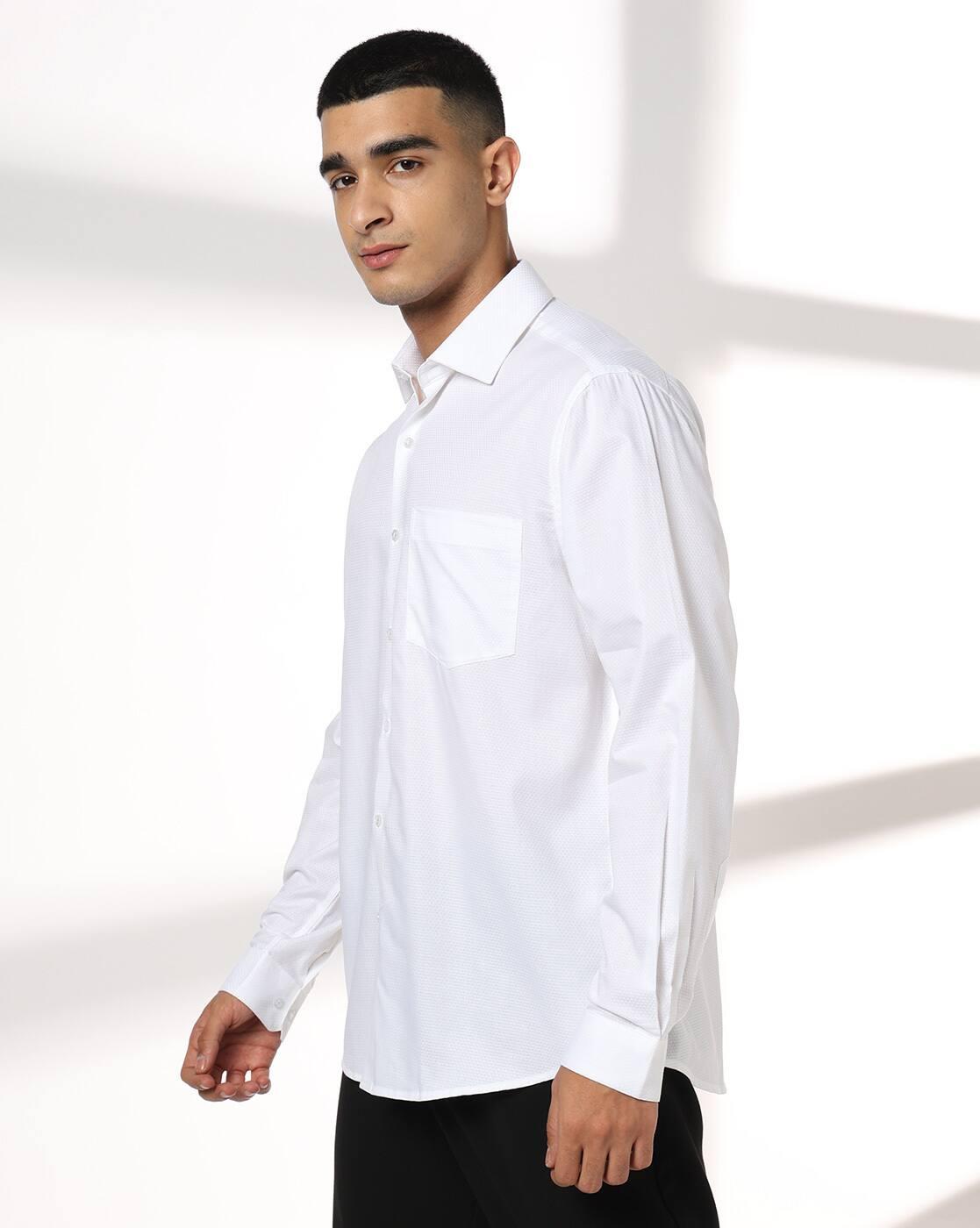 Men Regular Fit Shirt with Patch Pocket