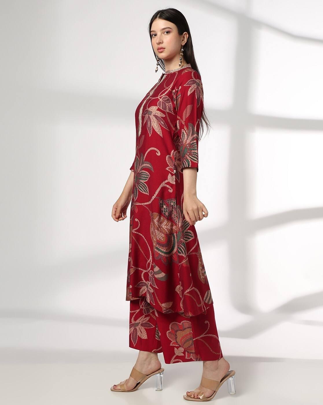 Women Floral Print Straight Kurta-Bottom Set