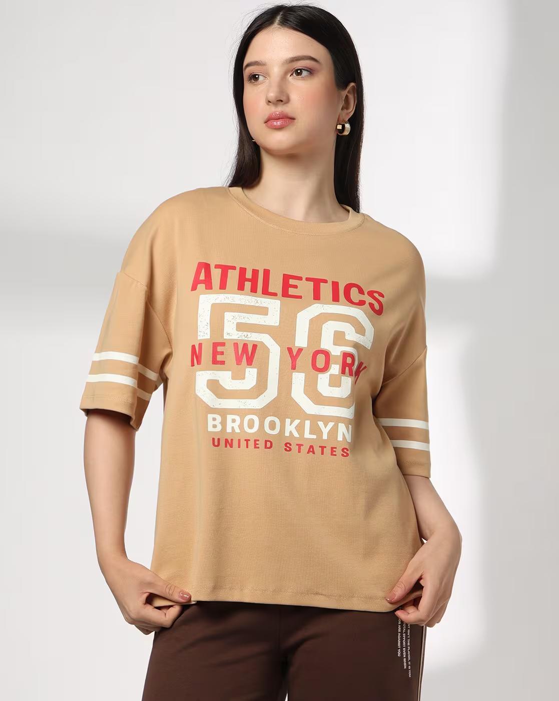 Women Typographic Print Relaxed Fit T-Shirt