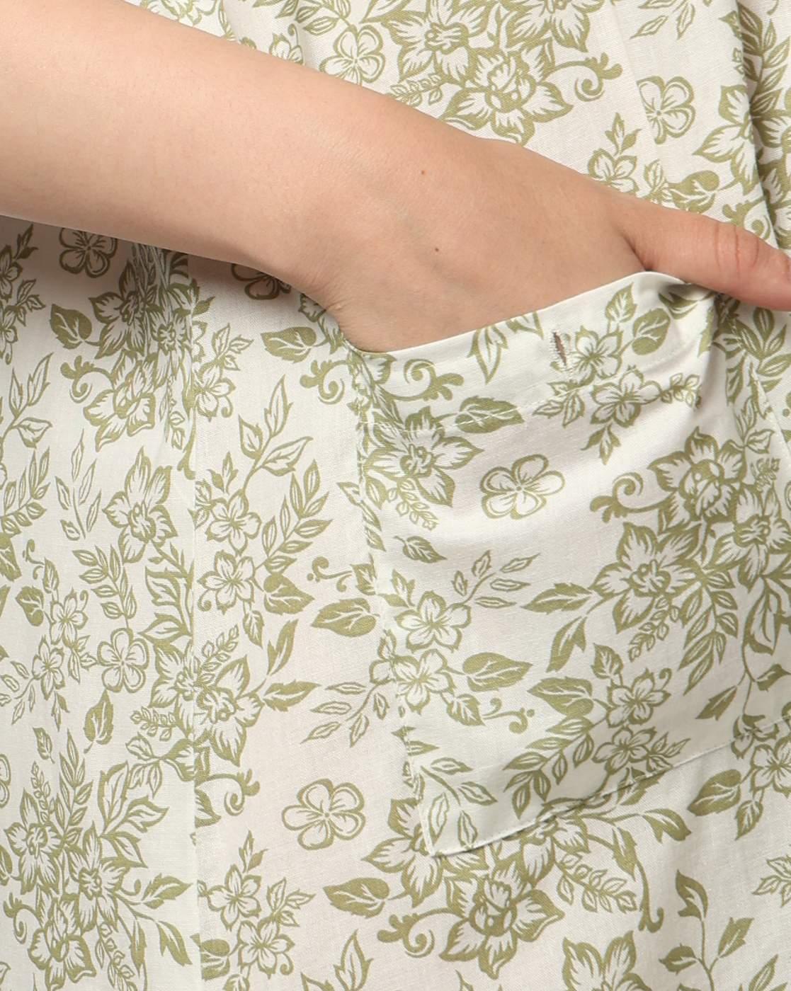 Women Floral Print Round-Neck Nighty