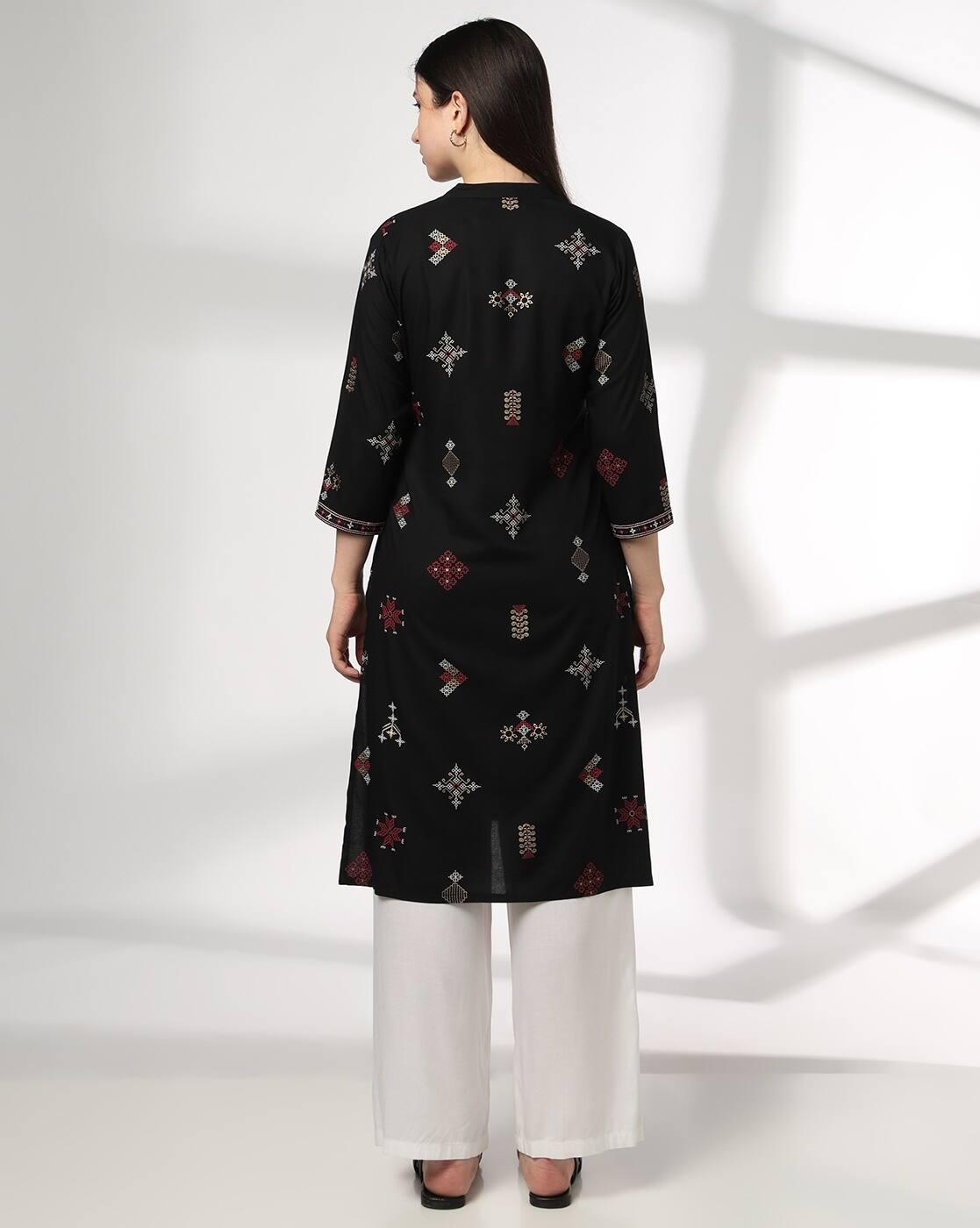 Women Embroidered Straight Kurta