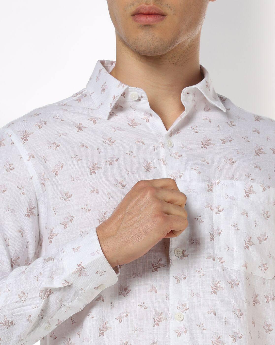 Men Slim Fit Printed Cotton Casual Shirt