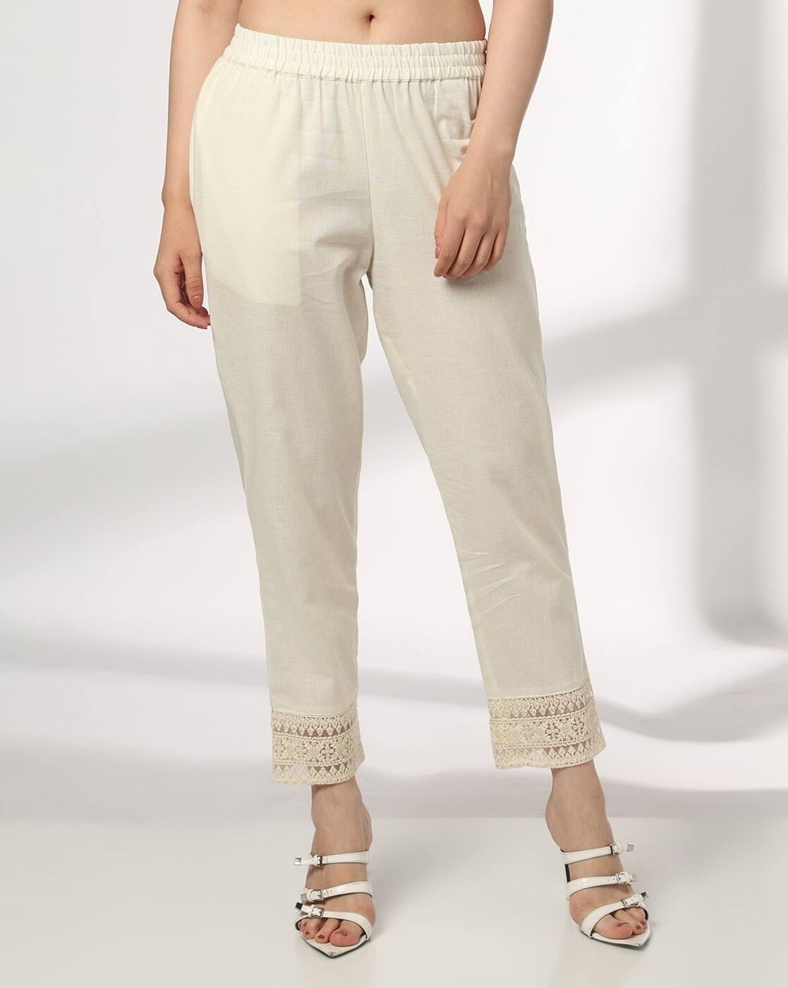 Women Straight Pants with Elasticated Waist