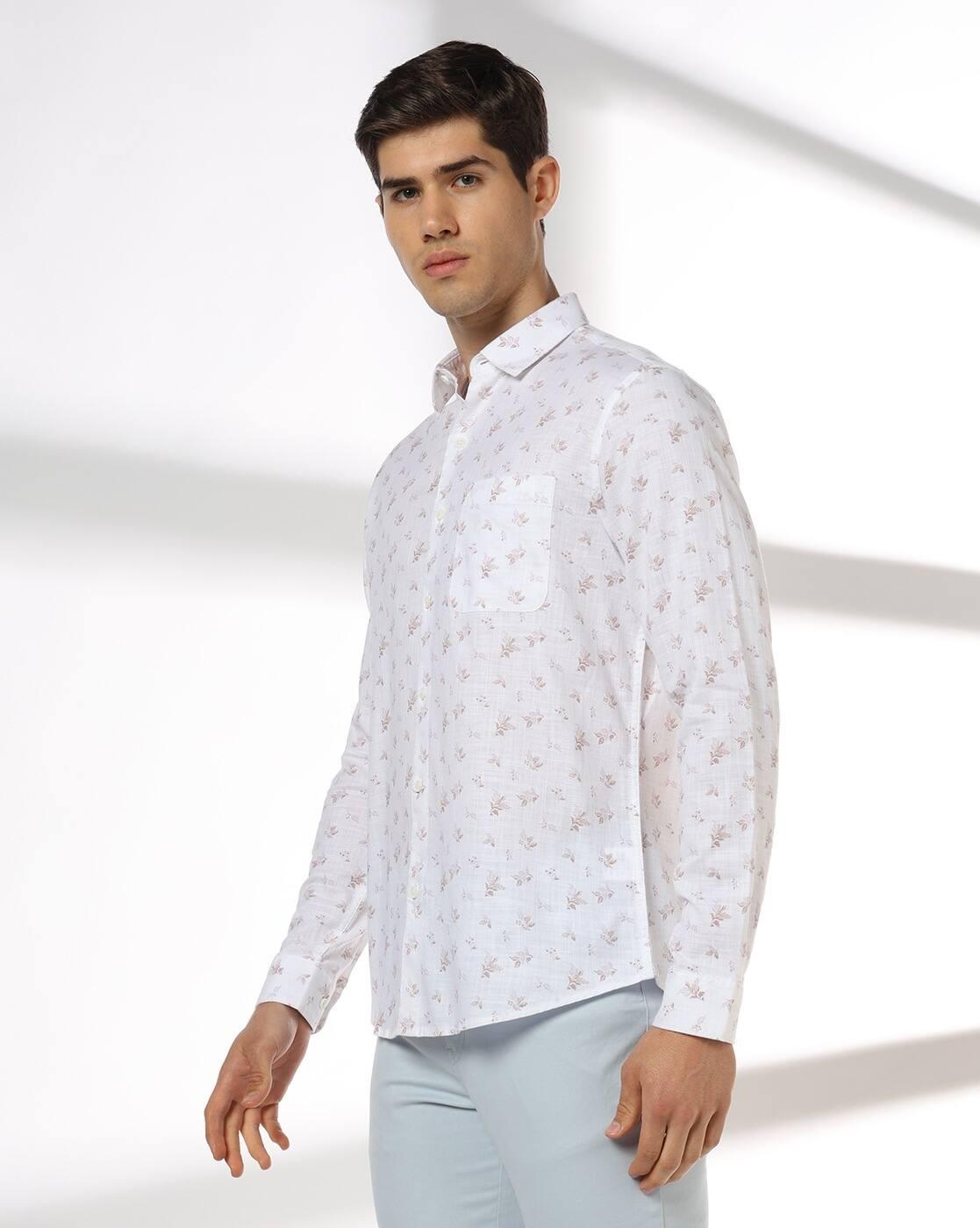 Men Slim Fit Printed Cotton Casual Shirt