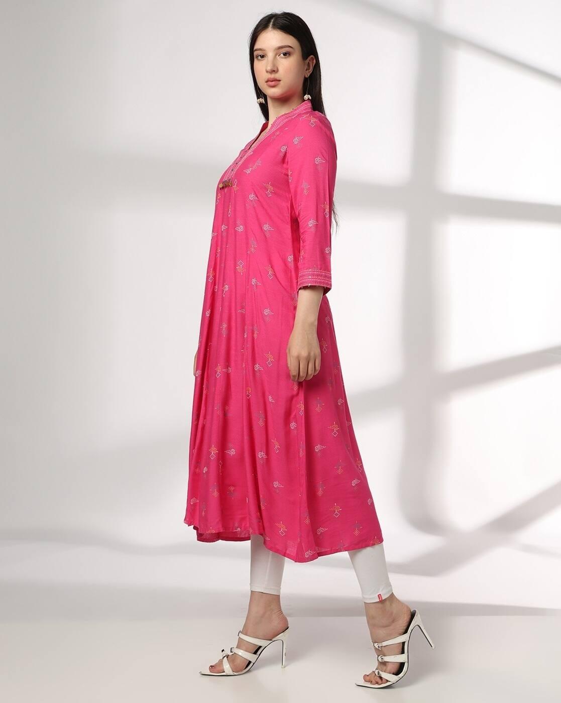 Women Embroidered Flared Kurta
