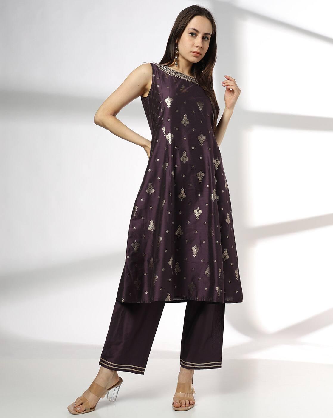 Women Embroidered Flared Kurta-Bottom Set