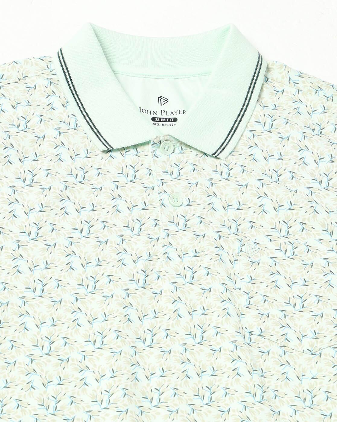 Men All-Over Print Slim Fit Polo T-Shirt with Contrast Tipping