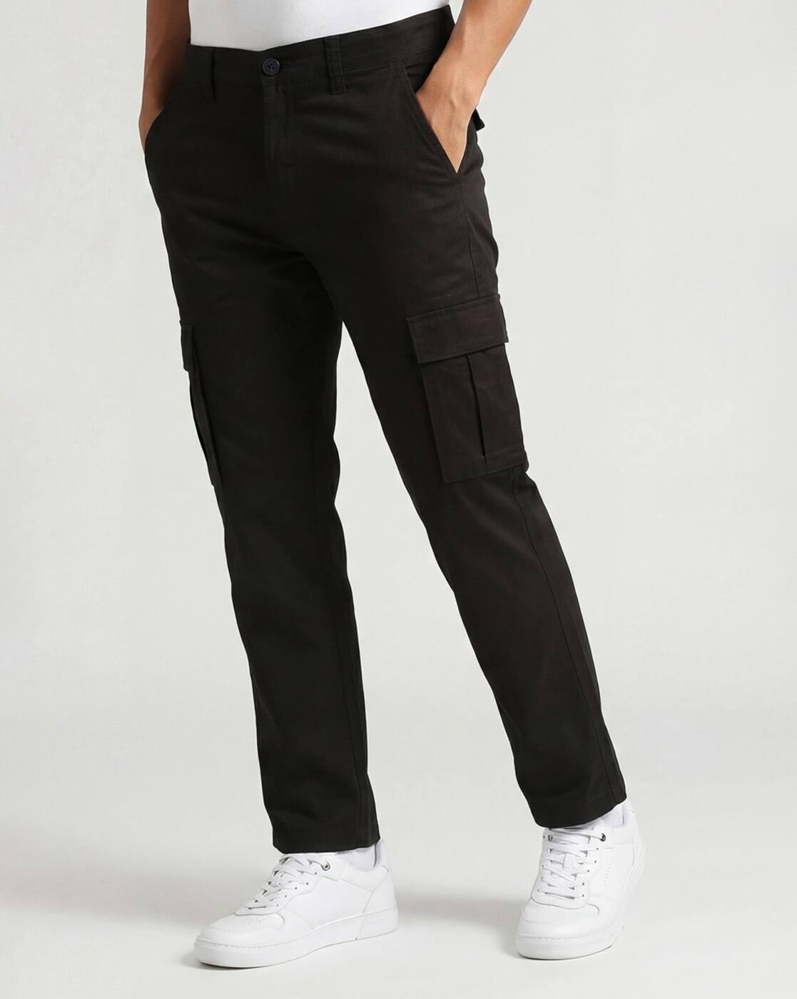 Men Straight Fit Flat Front Cargo Pants