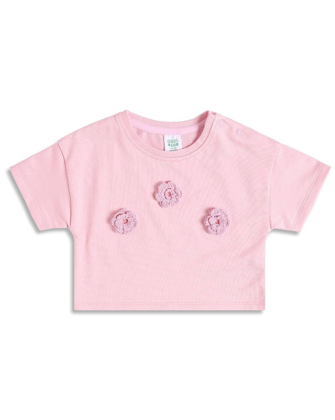 Girls Regular Fit Top with Floral Applique