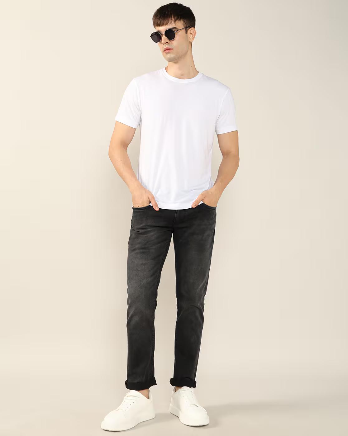 Men Lightly Washed Loose Fit Jeans