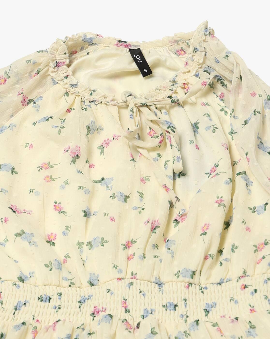 Women Floral Print Tiered Dress