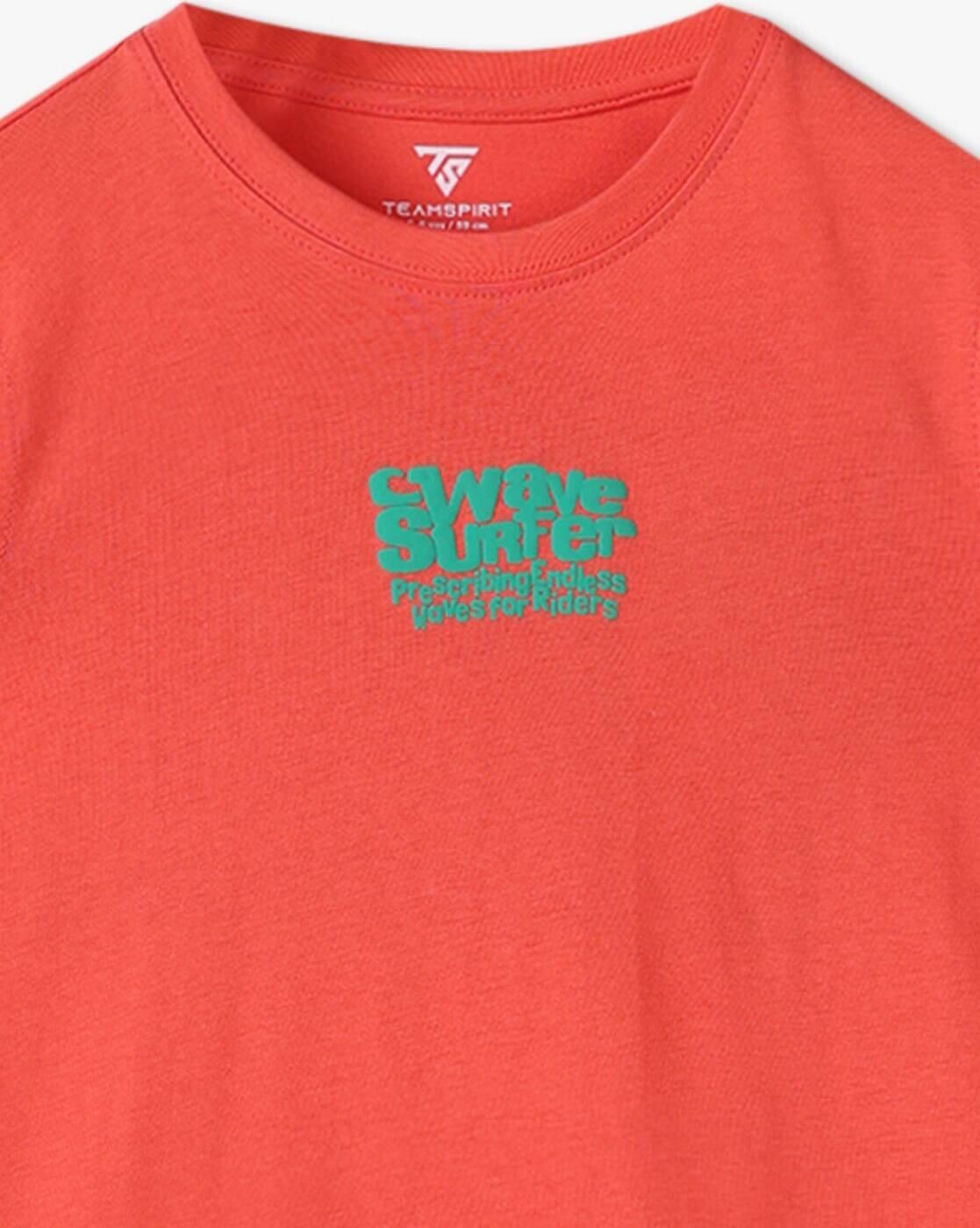 Boys Typographic Print Tailored Fit Round-Neck T-Shirt